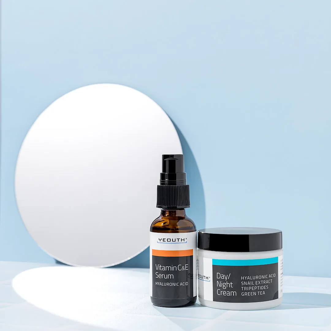 Dewy Glow Must-Haves: Vitamin C&E Serum 1 oz & Day/Night Cream 4 oz