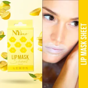 NY Bae Lip Mask Sheet - Pack Of 4 | Plumping | 95 % Natural Ingredients | Instant Hydration | Bio Cellulose Mask | Alcohol Free - Lemon