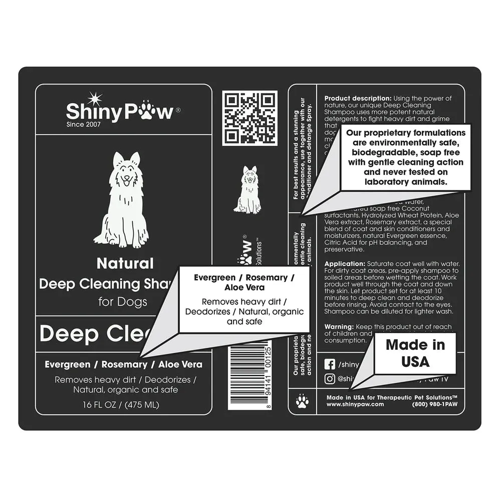 Shiny Paw Deep Cleaning Evergreen Aloe Vera & Rosemary Shampoo for Dogs (16 oz)