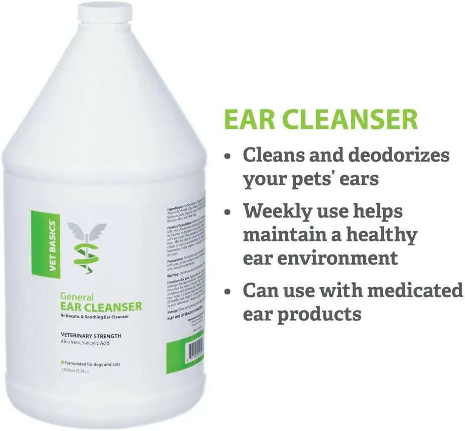 Vet Basics General Ear Cleanser for dogs & cats, Gallon