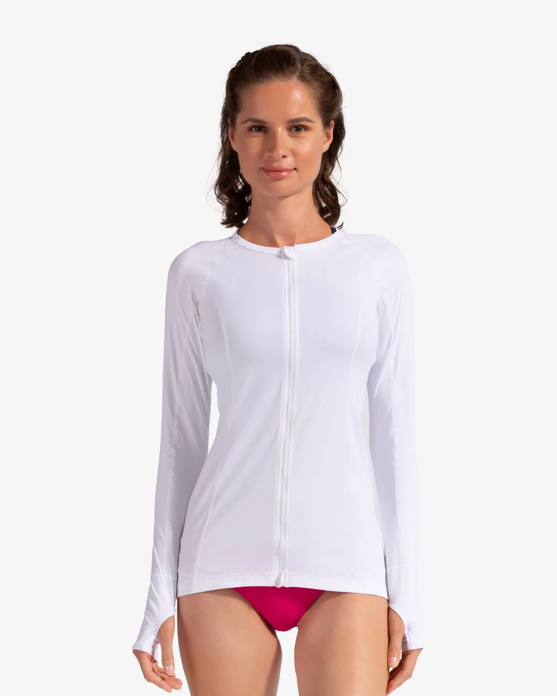 WOMEN'S FULL ZIP TOP (3010) - White